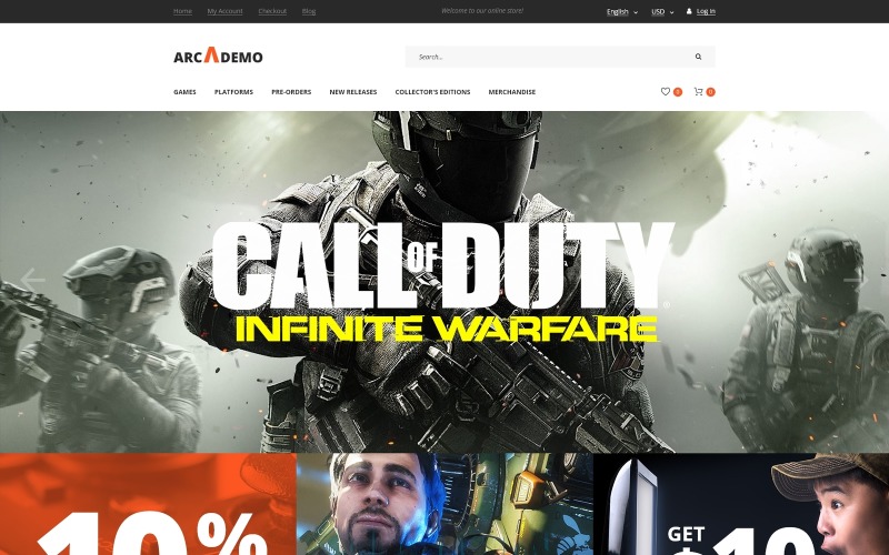 адаптивный шаблон opencart игрового портала