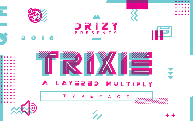 Download Шрифт "Trixie | A Layered Multiply Typeface Font" / Trixie | A Layered Multiply Typeface Font - Шрифт на тему графика typeface typography fonts display font party day nice 2016 colorful october layered multiply futuristic remix food festival music fest truck headline shadow voucher template poster flyer fant