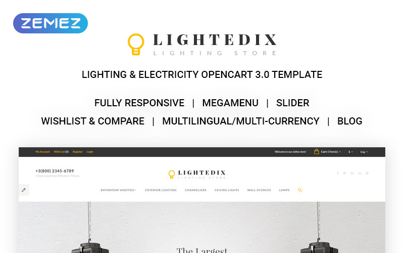 Lighting & Electricity Responsive OpenCart Template