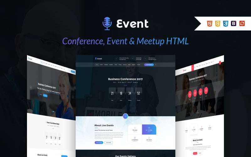 Evento en vivo: plantilla de página de inicio de conferencias, eventos y reuniones