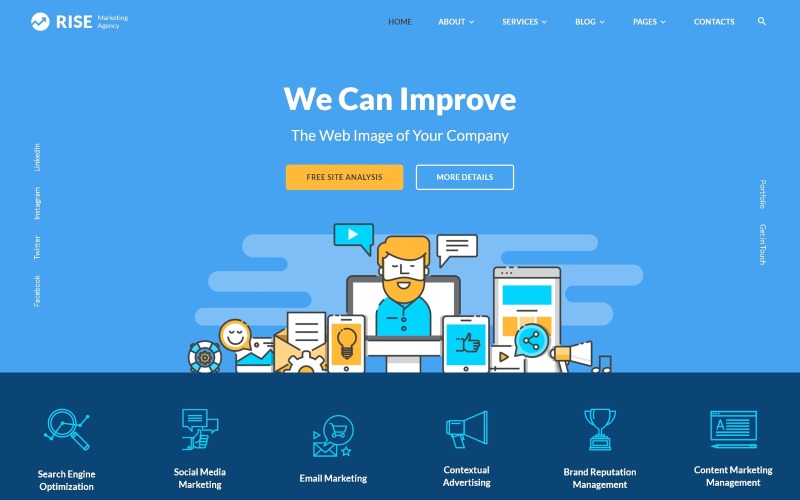 Rise - Mehrseitige Website-Vorlage für Marketingagenturen