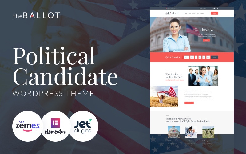 The Ballot - WordPress-thema voor politieke campagnes en verkiezingskandidaten voor overheidswebsites