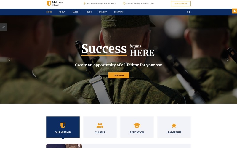 Militärskolans responsiva Joomla-mall