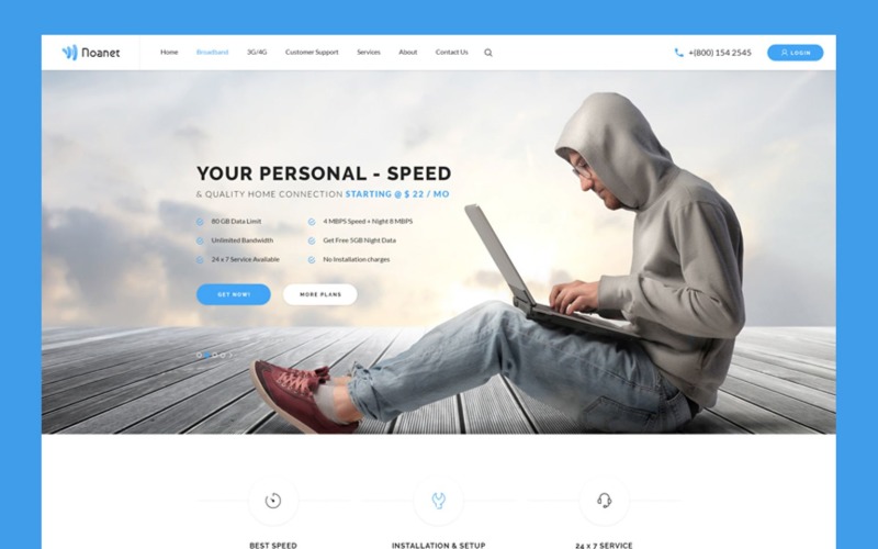 интернет-провайдер noanet и шаблон веб-сайта цифровой сети