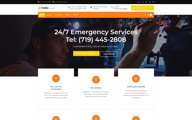 электрические услуги wordpress тема