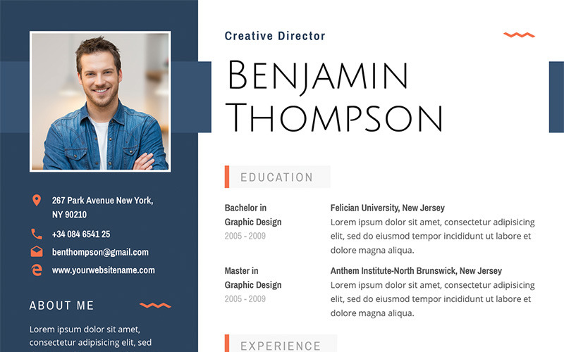 本杰明·汤普森（Benjamin Thompson）-多用途优雅简历模板