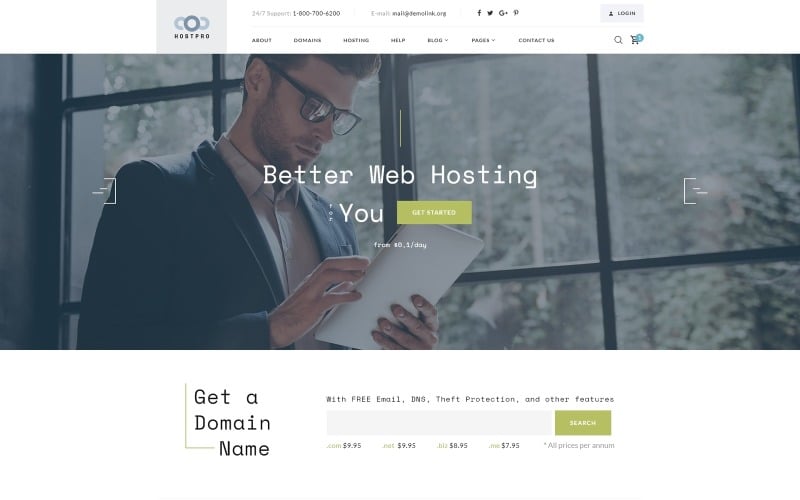 Hostpro - Domain and Hosting HTML Website Template