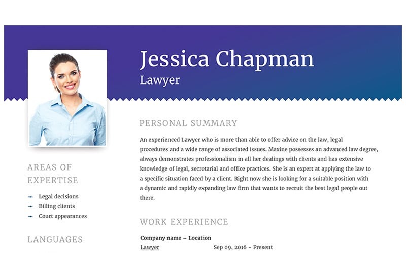 Jessica Chapman - Plantilla de CV de abogado