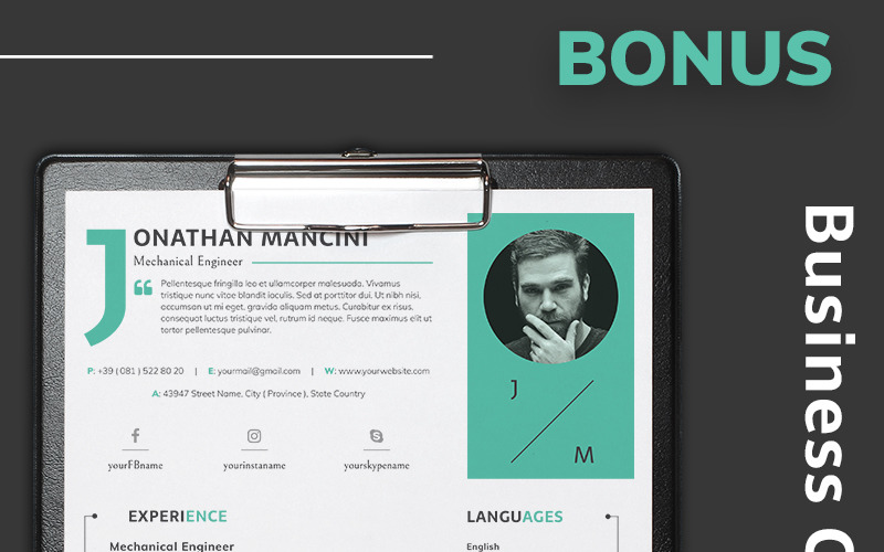 Jonathan Mancini - Lebenslaufvorlage für Maschinenbauingenieur