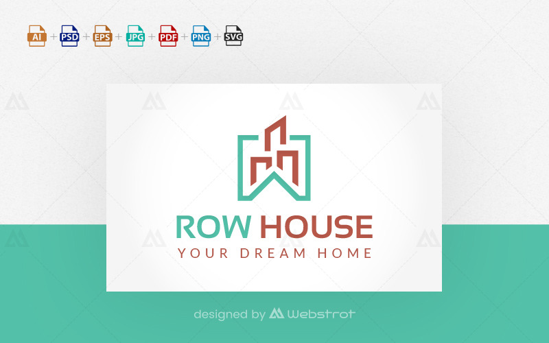Maison en rangée - Modèle de logo