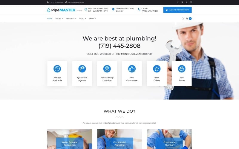 PipeMaster - тема WordPress для сантехники