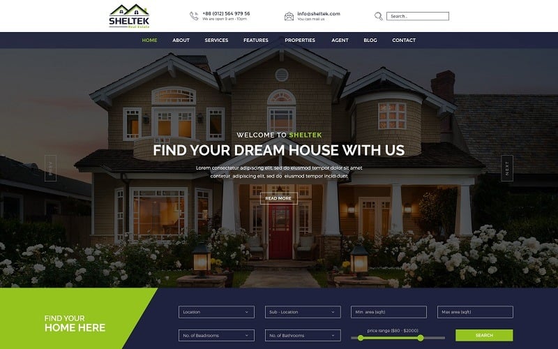 Sheltek - Real Estate Responsive Website-Vorlage