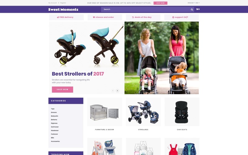 WholeSale - Modèle OpenCart de Baby Store