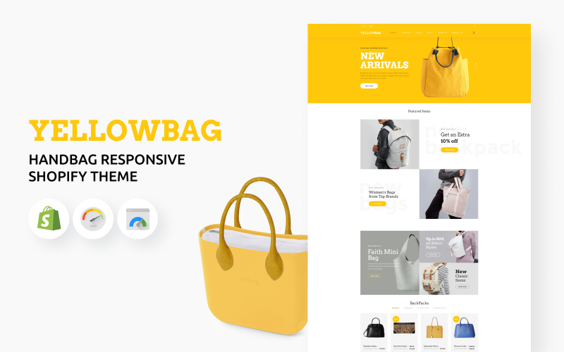 YellowBag - Responsywny motyw torebki Shopify