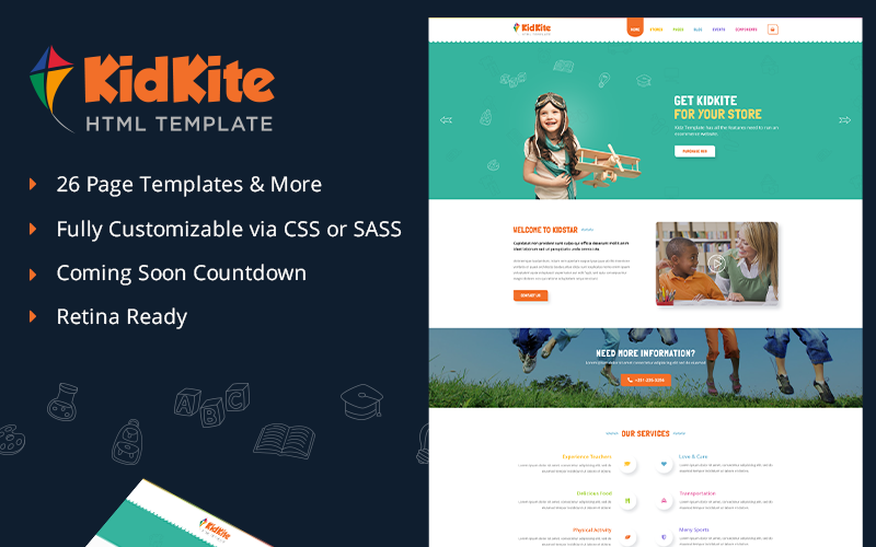 School Daycare for Kids & Children E-commerce website sjabloon