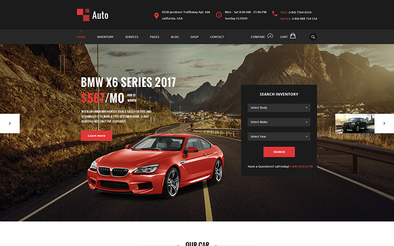 Download PSD шаблон "AUTO – Modern Car Rental Service PSD Template" / AUTO – Modern Car Rental Service PSD Template - PSD шаблон на тему автодилер airport transfer automotive booking bus car hire rental coach luxury private jet services taxi transportation