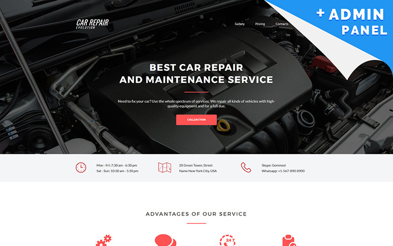 шаблон целевой страницы car repair motocms 3 landing page template