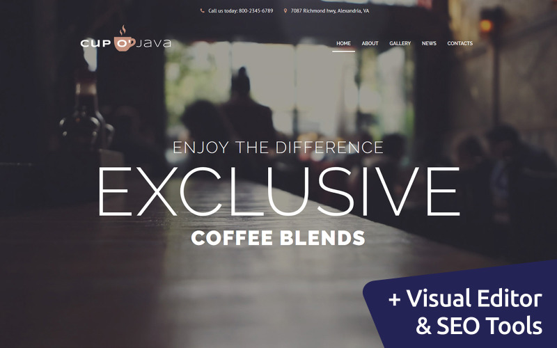 Tasse o Java - Coffee Shop Moto CMS 3 Vorlage