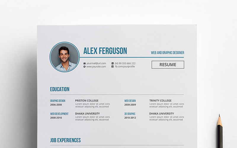 Download Резюме "Alex Ferguson CV Resume Template" / Alex Ferguson CV Resume Template - Резюме на тему графика resume cv stationary template design print personal printer portfolio vitae msword eps psd pdf resumes