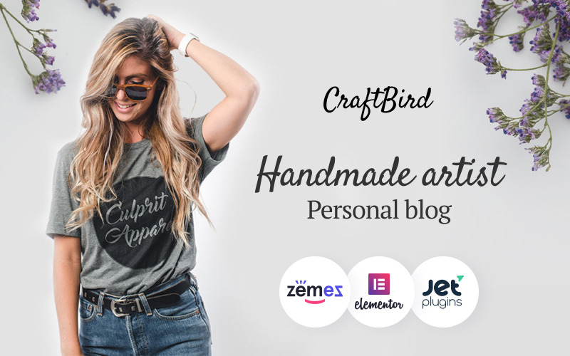 CraftBird - Handgemaakt blog WordPress-thema voor een creatief portfolio-website