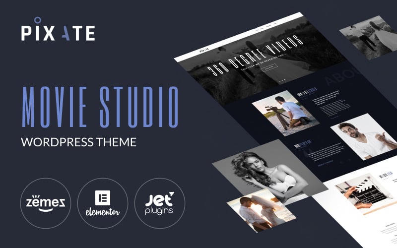 Pixate - WordPress-thema voor filmstudio's en websites voor videoproductie.