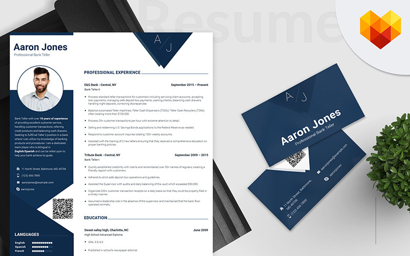 Download Резюме "Пример резюме экономиста на работу" / Aaron Jones - Bank Teller Resume Template - Резюме на тему графика 