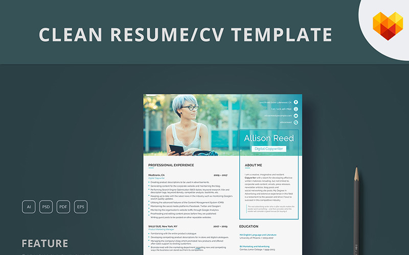 Allison Reed - Plantilla de curriculum vitae de redactor