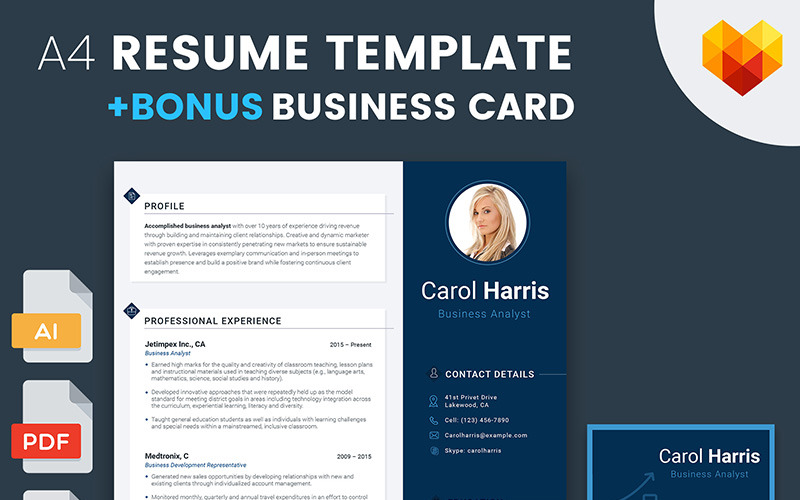 Download Резюме "Пример резюме бухгалтера" / Carol Harris - Business Analyst and Financial Consultant Resume Template - Резюме на тему графика 