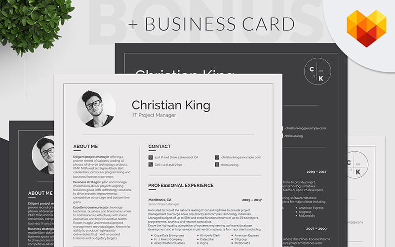 Download Резюме "Пример резюме начальника отдела" / Christian King - Project Manager Resume Template - Резюме на тему графика 