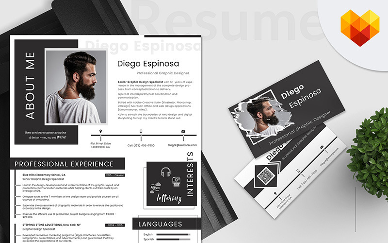 Download Резюме "Diego Espinosa - graphic designer Resume Template" / Diego Espinosa - graphic designer Resume Template - Резюме на тему графика 
