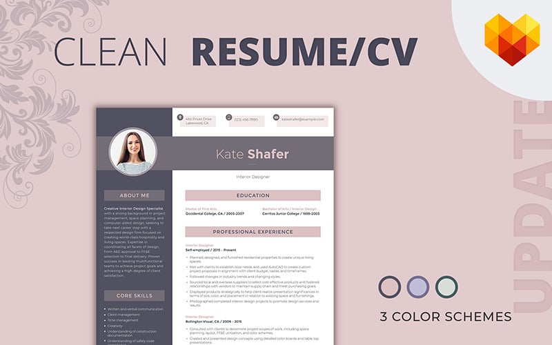 Kate Shafer - Interior Designer Resume Template