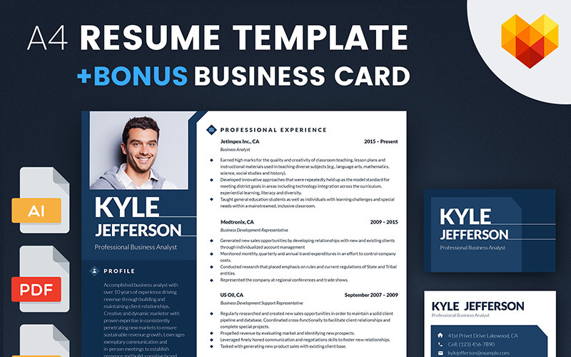 Download Резюме "Пример резюме менеджера и консультанта" / Kyle Jefferson - Businessman, Manager and Consultant Resume Template - Резюме на тему графика 
