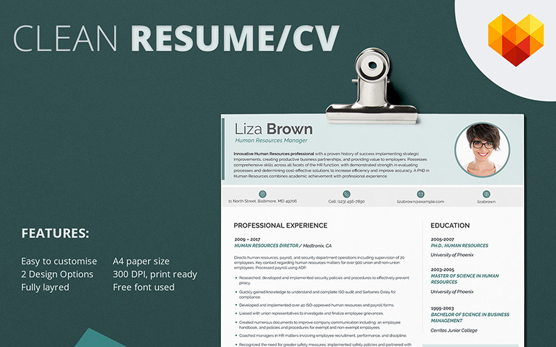 Liza Brown - Human Resources Manager CV-sjabloon