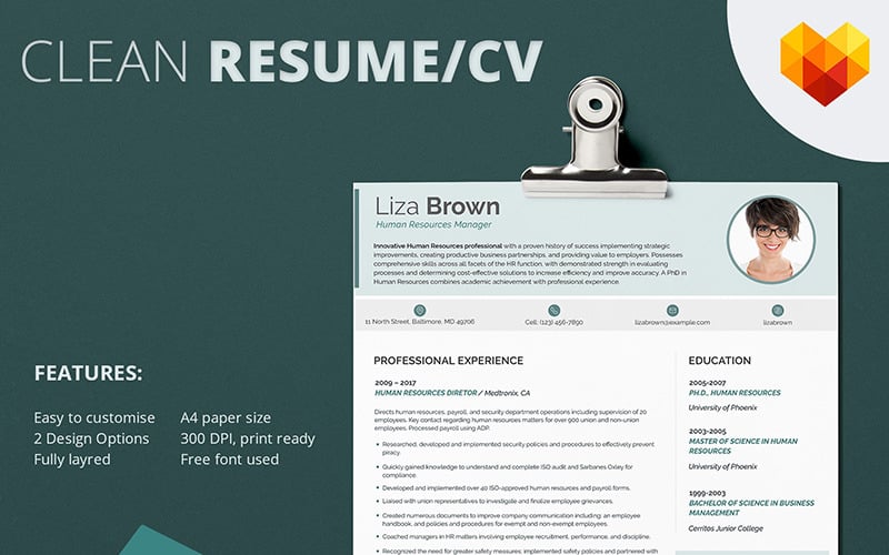 Liza Brown - Human Resources Manager Resume Template