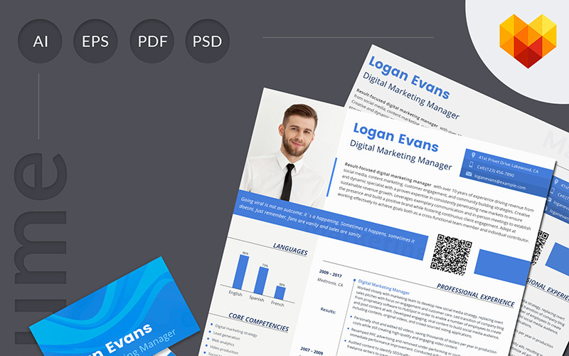 Download Резюме "Logan Evans - Digital Marketing Resume Template" / Logan Evans - Digital Marketing Resume Template - Резюме на тему графика 