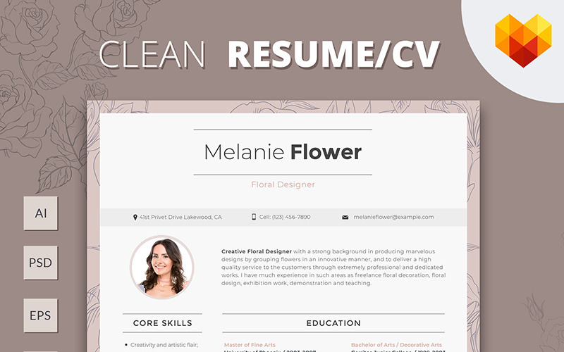 Download Резюме "Melanie Flower - Floral Designer Resume Template" / Melanie Flower - Floral Designer Resume Template - Резюме на тему графика 
