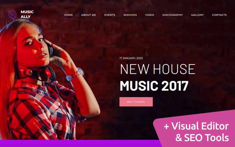 MusicAlly - DJ Premium Moto CMS 3 Şablonu