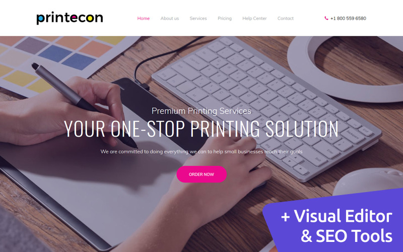 Printecon - Премиум шаблон Moto CMS 3 для цифровой полиграфической компании