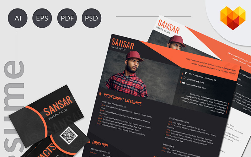 Download Резюме "Sansar - Singer and Actor Resume Template" / Sansar - Singer and Actor Resume Template - Резюме на тему графика 