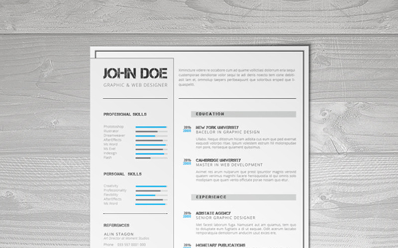 Download Резюме "CV A4 Format inDesign Resume Template" / CV A4 Format inDesign Resume Template - Резюме на тему графика a4 cv cv a4 template template indesign resume
