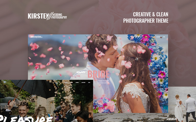 Кірстен - WordPress тема портфоліо весільної фотографії