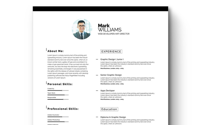 Download Резюме "Minimal Resume/CV Resume Template" / Minimal Resume/CV Resume Template - Резюме на тему графика resume cv cv template cover minimal identity office perfect presentation job creative corporate service treanding design graphic