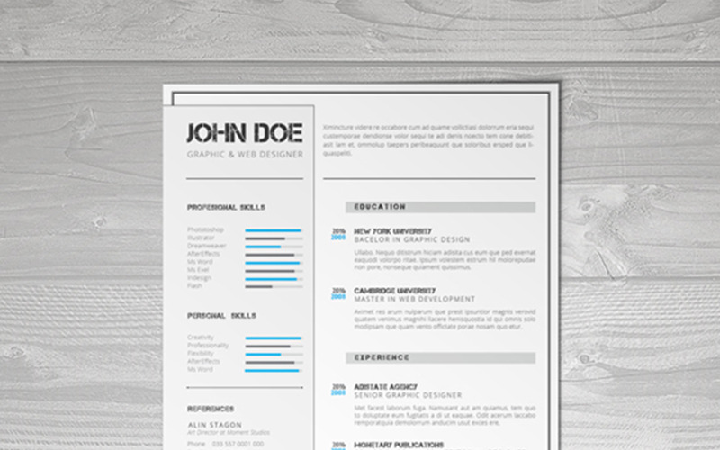 Modello di curriculum inDesign in formato A4 CV