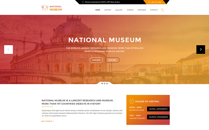 博物馆-历史与美术馆WordPress主题