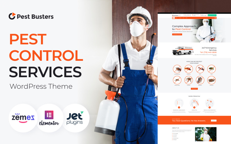 Pest Busters - Thème WordPress pour entreprise de désinsectisation