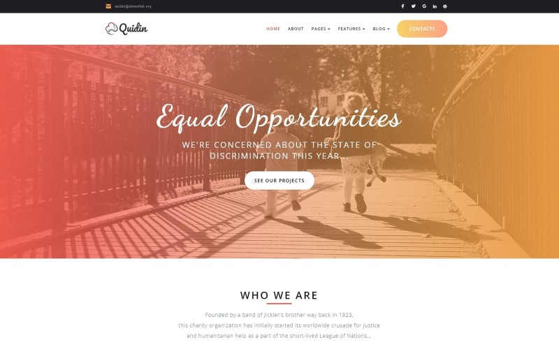 Quidin - Tamamen Duyarlı Charity WordPress Teması