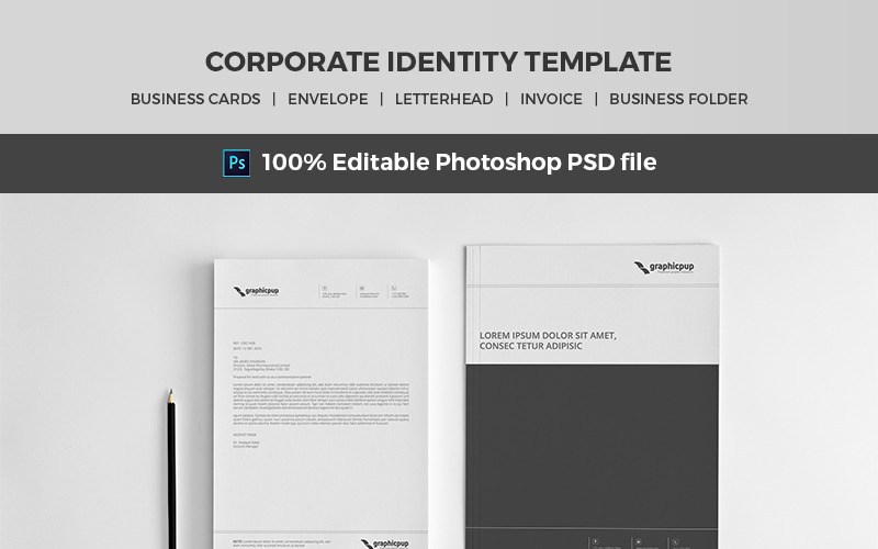 Download Фирменный стиль "Ursa - Minimal - Corporate Identity Template" / Ursa - Minimal - Corporate Identity Template - Фирменный стиль на тему графика identity minimal photoshop psd corporate stationary envelope elegant fashion branding flat folder card letterhead presentation folders print invoice