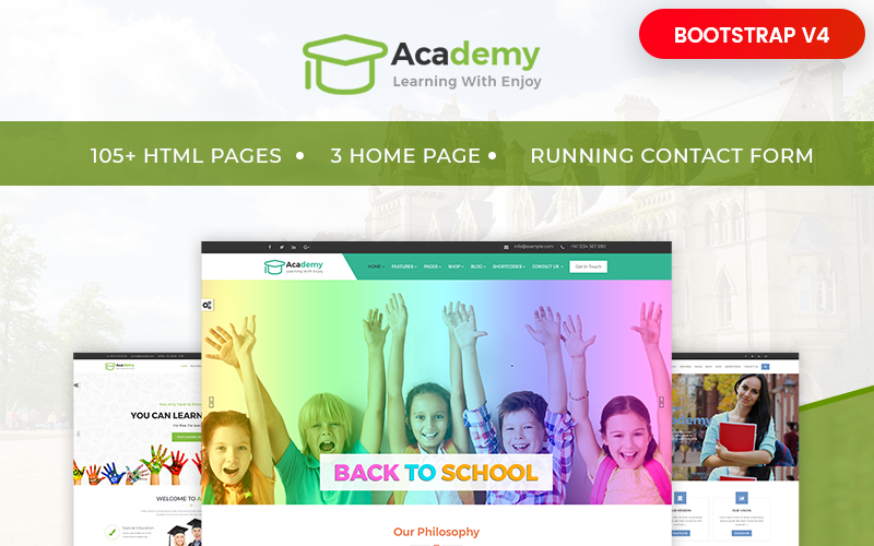 Академия - Образование, учебные курсы и шаблон веб-сайта института