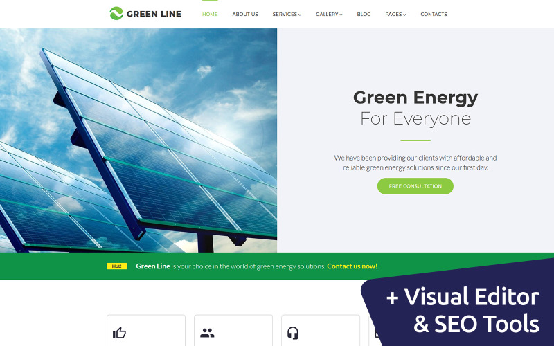 Green Line - Mall för solenergiföretag Moto CMS 3