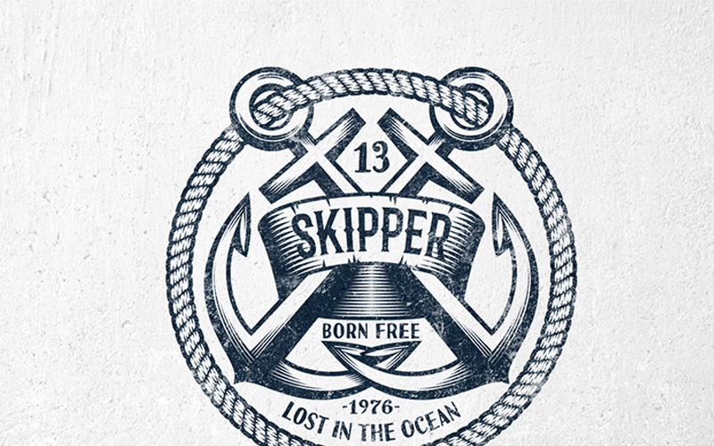 Download Шаблон логотипа "Skipper Anchor Logo Template" / Skipper Anchor Logo Template - Шаблон логотипа на тему графика marine logo tattoo nautical anchor ship sea symbol badge navy emblem old vintage sign ocean retro skipper captain classic